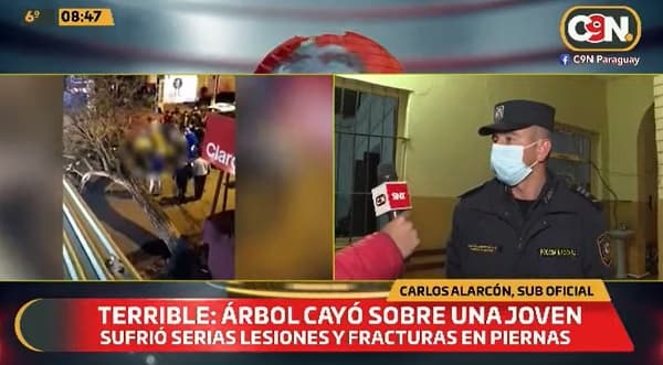 Árbol cae sobre una motociclista en Itauguá y le provoca fracturas