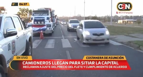 Manifestación de camioneros se instala en Asunción