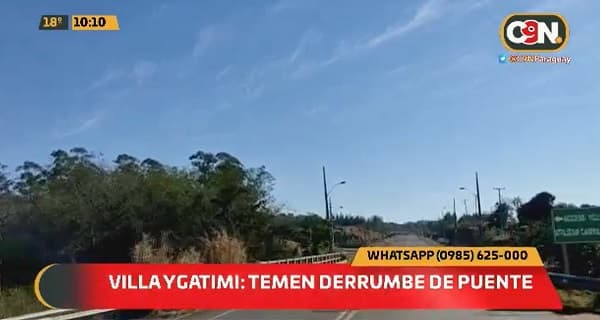 Temen derrumbe de puente en Villa Ygatimí