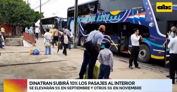 Dinatran cerrará el año con aumento del 15% del precio del pasaje, confirman