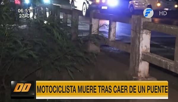 Motociclista fallece tras caer a un cauce hídrico en Capiatá