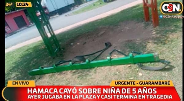 Hamaca de plaza cayó sobre niña y ahora está grave