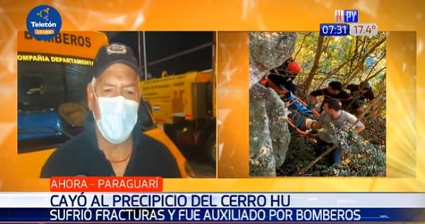 Hombre cae de Cerro en Paraguarí y sufre fracturas