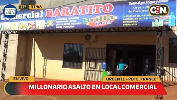 Delincuentes asaltan comercio y se llevan G. 30 millones