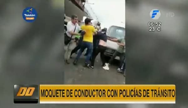 Registran batalla campal entre agentes de la PMT y conductores