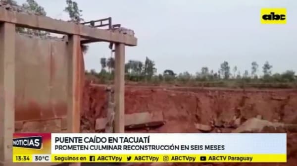 Tacuatí: Prometen reconstruir puente caído en seis meses