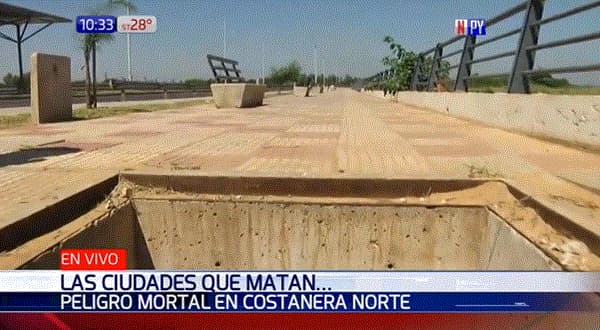 Registros sin tapas también son un peligro en la Costanera Norte