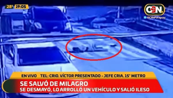 Hombre sale ileso luego de desmayo y posterior arrollamiento