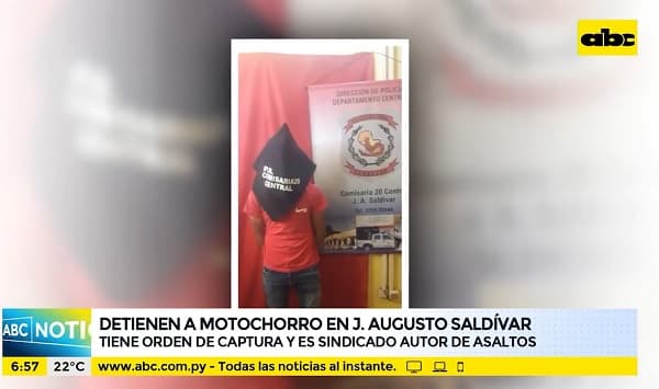 Detienen a motoasaltante en J.A.Saldívar