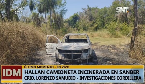Hallan camioneta incinerada en San Bernardino