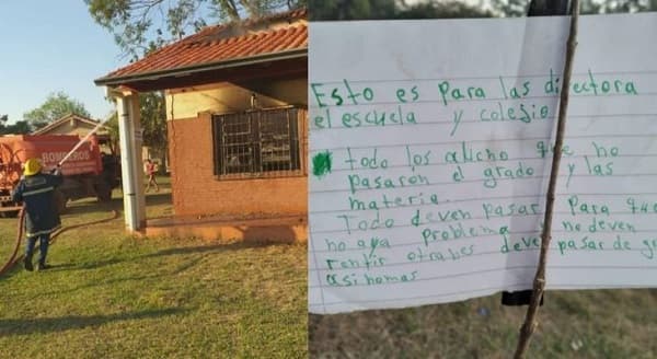 Incendian escuela y hallan nota que exige aprobar a alumnos aplazados