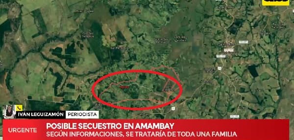 Investigan secuestro de toda una familia en Amambay
