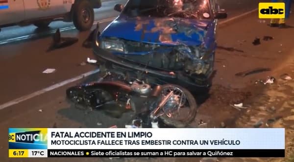 Motociclista fallece tras embestir por un automóvil