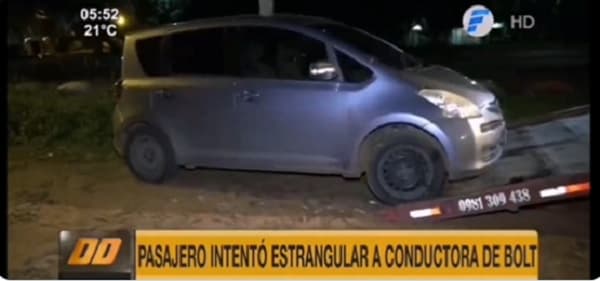 Conductora de Bolt es estrangulada con cable en asalto