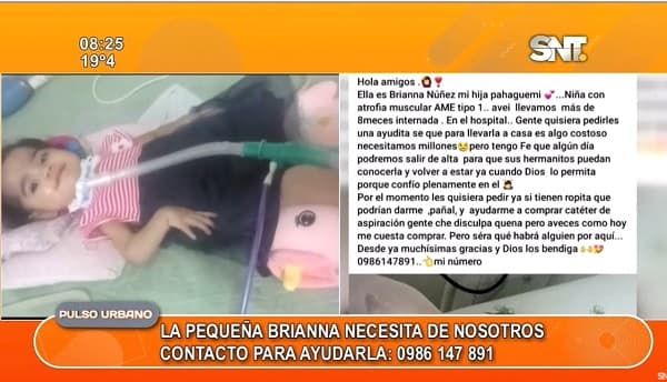 Piden ayuda para niña que padece de atrofia muscular espinal