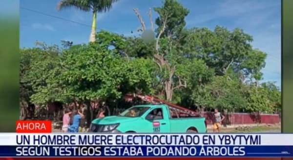 Hombre muere electrocutado en Ybytymi durante poda