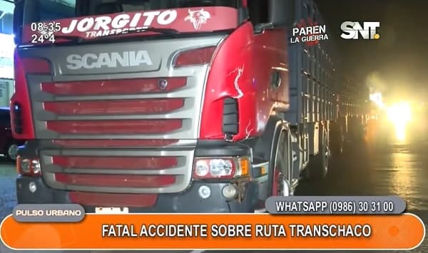 Peatón muere arrollado sobre la ruta Transchaco