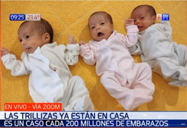 Trillizas idénticas están en casa tras semanas de internación