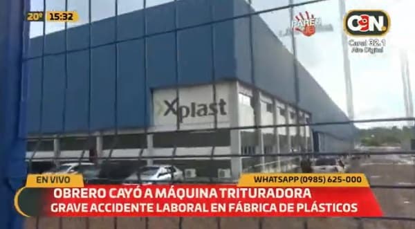 Trabajador cae a máquina trituradora y sufre graves heridas