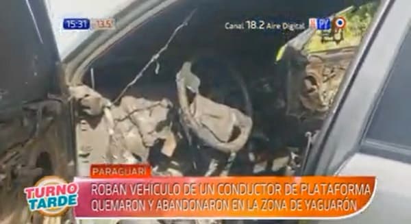 Roban vehículo a conductor de plataforma y luego lo hallan incinerado