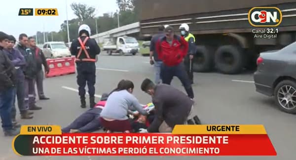 Accidente de tránsito deja un motociclista herido sobre Primer Presidente
