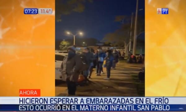 Embarazadas aguardan en el frío por un turno en el Materno de San Pablo