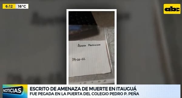 Hallan escrito con “amenaza de masacre” en colegio de Itauguá
