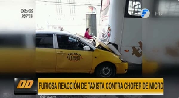 Taxista y chofer de bus protagonizan violento incidente en el tránsito