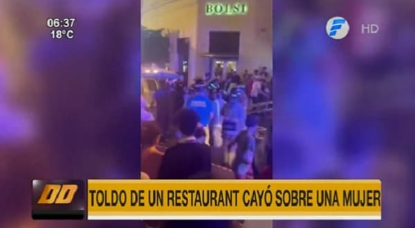 Caída de toldo deja una mujer lesionada en el microcentro