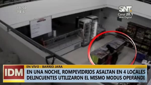 “Rompevidrio” ingresa a cuatro locales comerciales en una noche