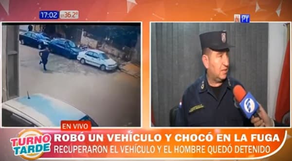 Detienen a sospechoso de robar vehículo y chocar contra otro