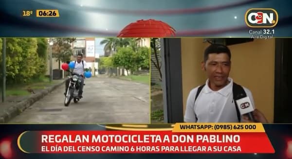 Obsequian motocicleta a trabajador que caminó de Luque a Ypané