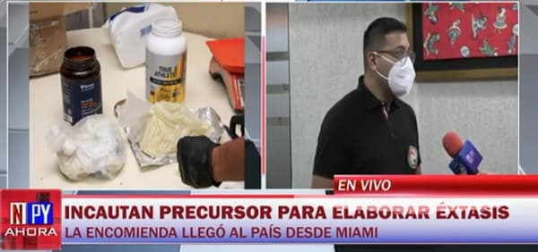 Incautan precursor para fabricar éxtasis en envases de suplementos