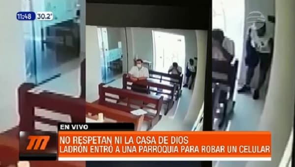 Roban celular a persona que estaba rezando en parroquia de Asunción
