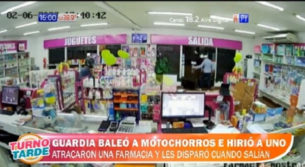 Guardia de seguridad frustra asalto en farmacia de Luque