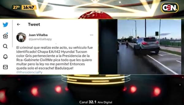 Camioneta que circuló en bicisenda pertenece a la Presidencia, confirman