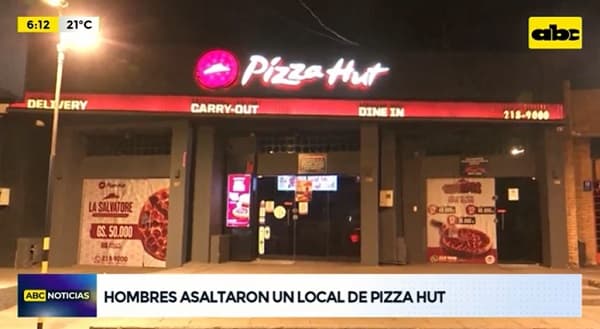 Dos sujetos asaltan una conocida pizzería en Fernando de la Mora