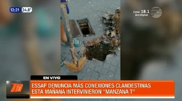 ESSAP halla conexiones clandestinas en Manzana T y anuncia multas