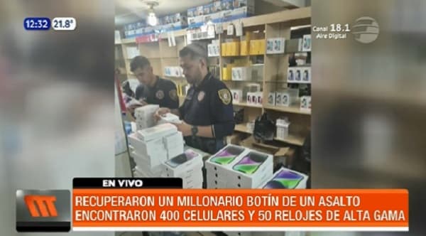 Incautan 400 celulares iPhone y relojes robados en Pedro Juan