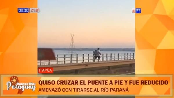 Hombre intenta cruzar a pie el puente San Roque González y es retenido