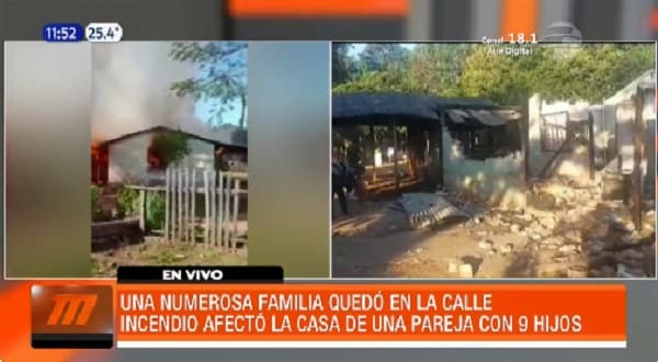Incendio afecta la casa de una pareja con nueve hijos en San Pedro