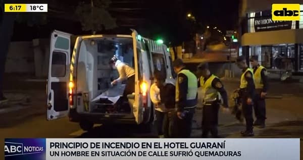 Indigente sufre quemaduras en principio de incendio en el Hotel Guaraní