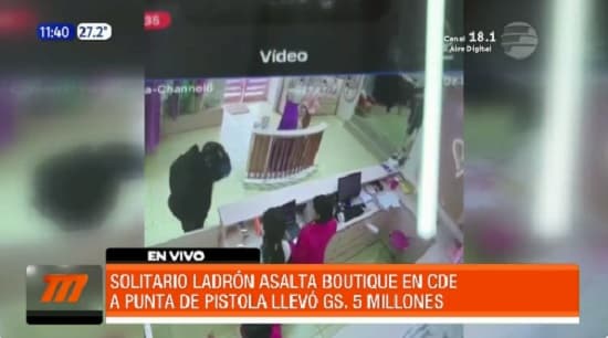 Solitario delincuente roba G. 5 millones en boutique de Ciudad del Este