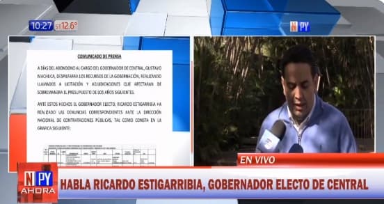 Denuncian despilfarro en licitaciones realizadas por actual gobernador de Central