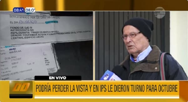 Asegurado de IPS necesita intervención urgente y le dan turno para octubre
