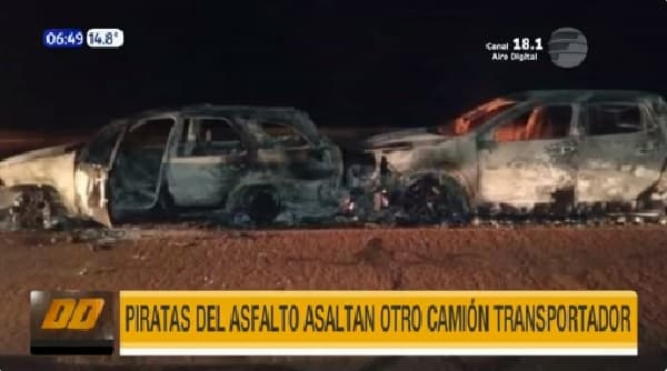 “Piratas del asfalto” asaltan otro camión transportador en Canindeyú