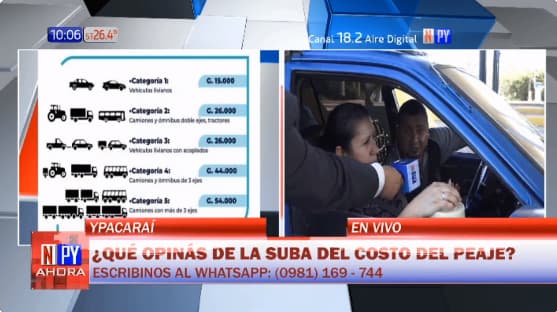 Conductores manifiestan descontento ante suba de tarifas en Peaje de Ypacaraí