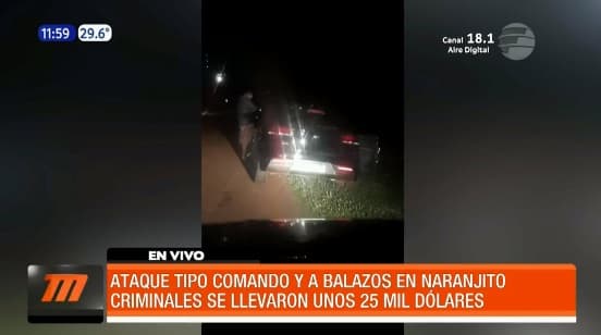 Delincuentes se llevan USD 25.000 en asalto tipo comando