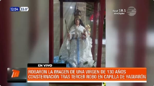 Roban imagen de una virgen de más de 130 años de antigüedad en Yaguarón