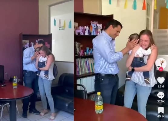 Pareja no pudo contener el llanto al conocer a su bebé adoptivo